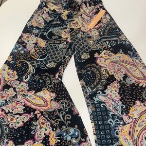 Takara Boho Style Black and Pink Paisley Wide Leg Pants